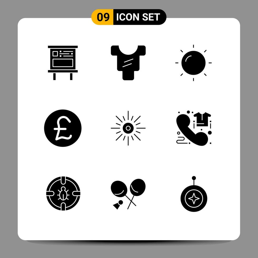 9 iconos creativos signos y símbolos modernos del clima mañana helios dinero ligero elementos de diseño vectorial editables vector