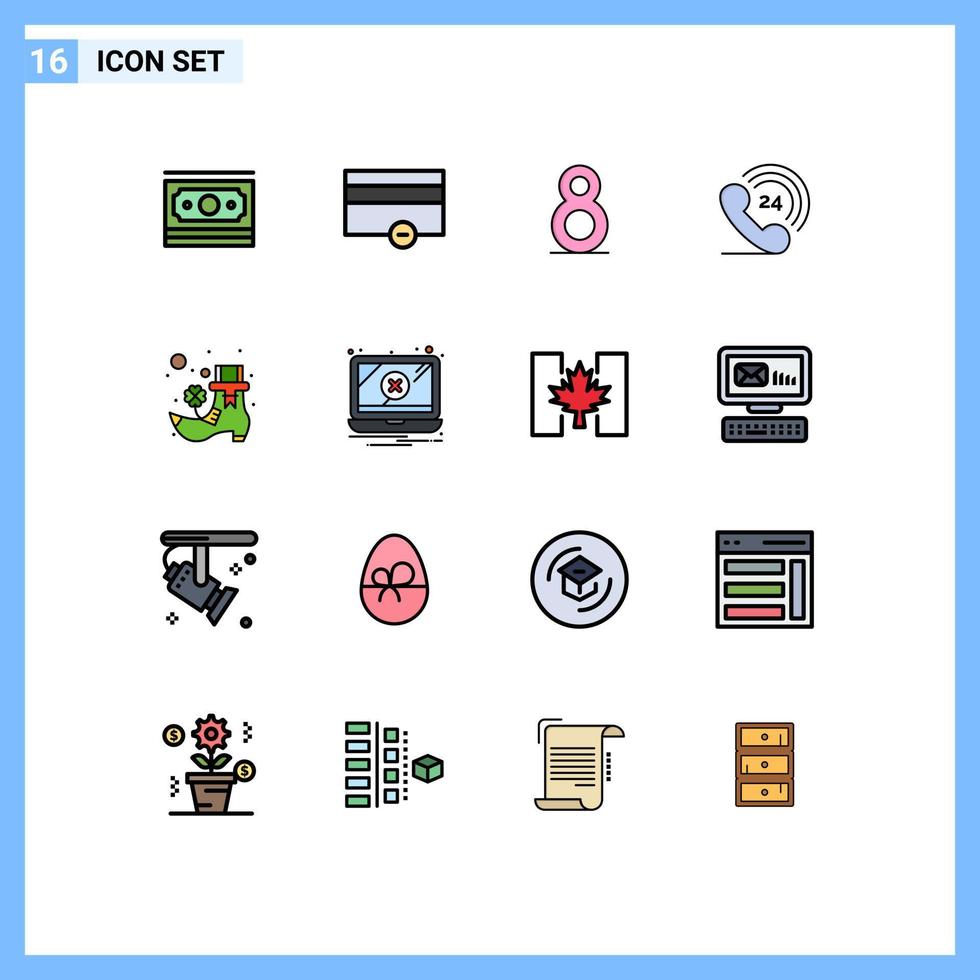 16 Creative Icons Modern Signs and Symbols of leprechaun boot eight phone Editable Creative Vector Design Elements