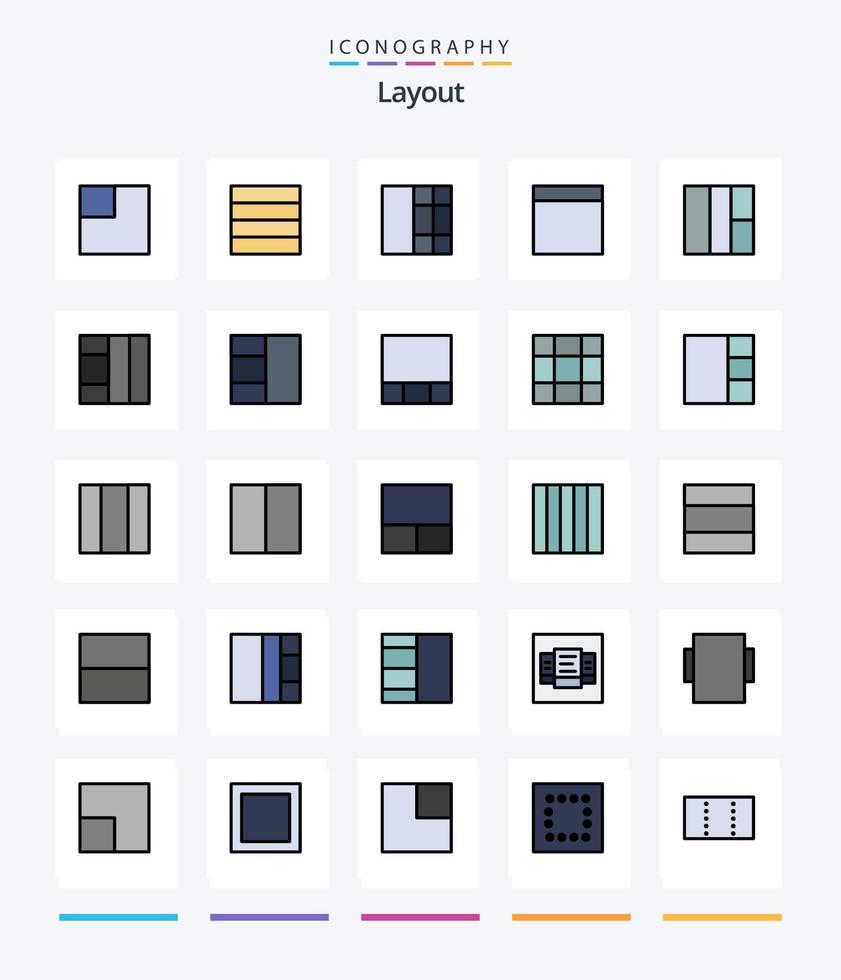 Creative Layout 25 Line FIlled icon pack  Such As view. expand. table. maximize. view vector