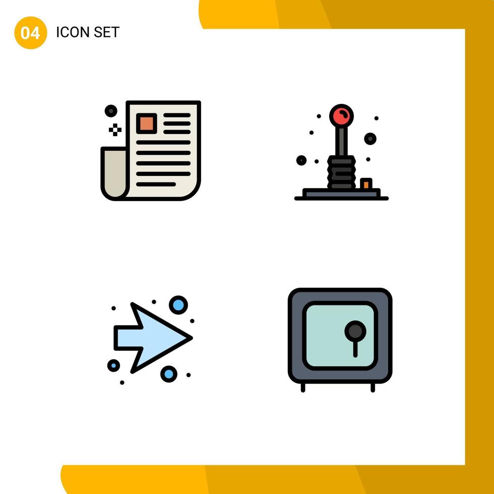 Pack of 4 creative Filledline Flat Colors of interface recreation page fun next Editable Vector Design Elements