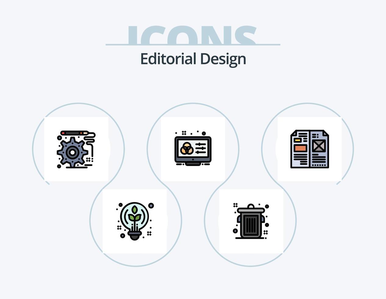 Editorial Design Line Filled Icon Pack 5 Icon Design. control. adjustment. monitor. creative. draw vector