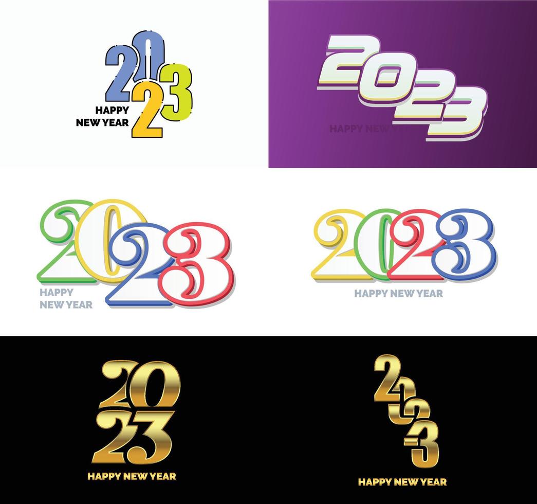 Big Collection of 2023 Happy New Year symbols Cover of business diary for 2023 with wishes vector