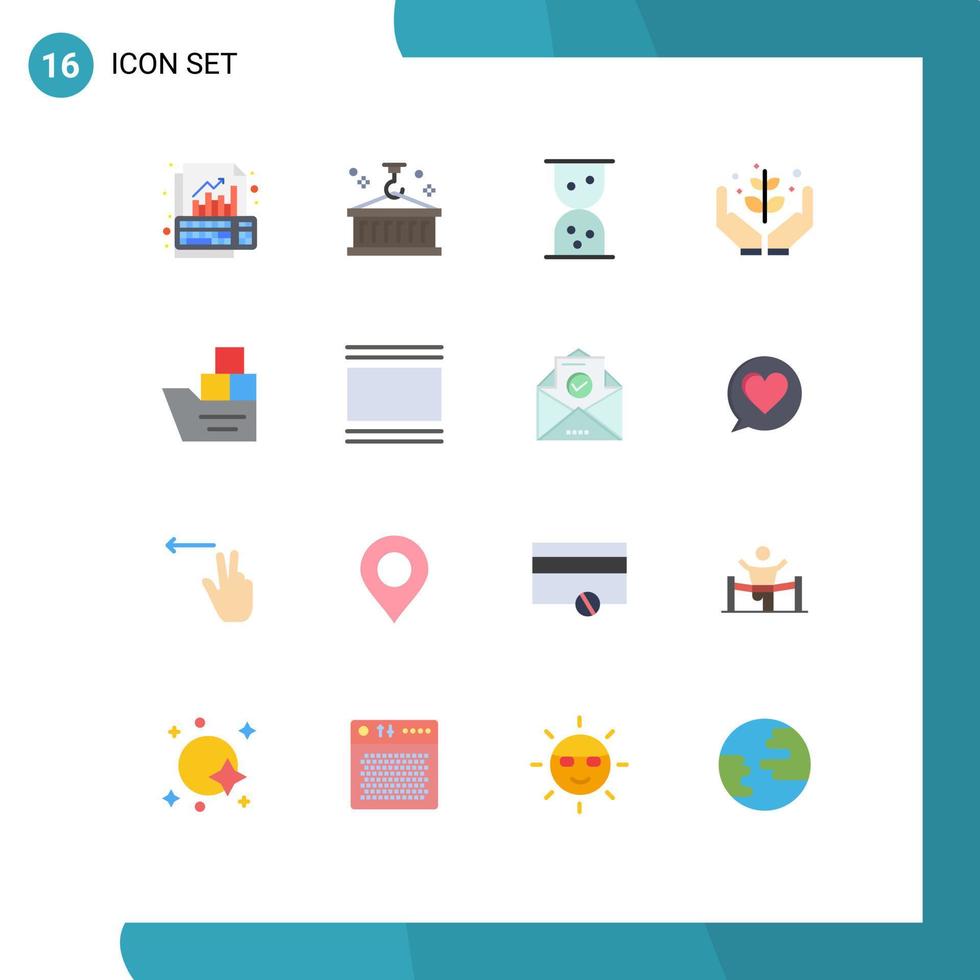 paquete de 16 signos y símbolos de colores planos modernos para medios de impresión web, como logística de buena naturaleza, que brindan a la agricultura un paquete editable de elementos creativos de diseño de vectores