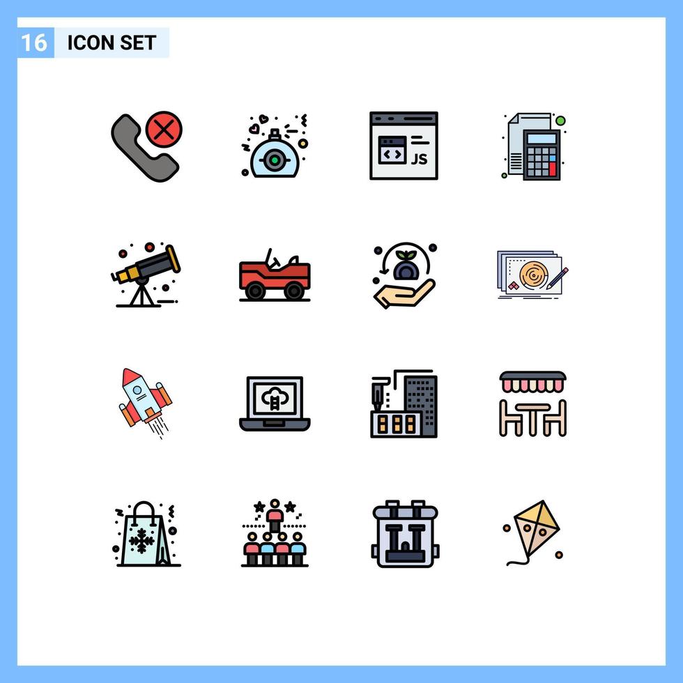 Set of 16 Modern UI Icons Symbols Signs for math calculator present accounting development Editable Creative Vector Design Elements