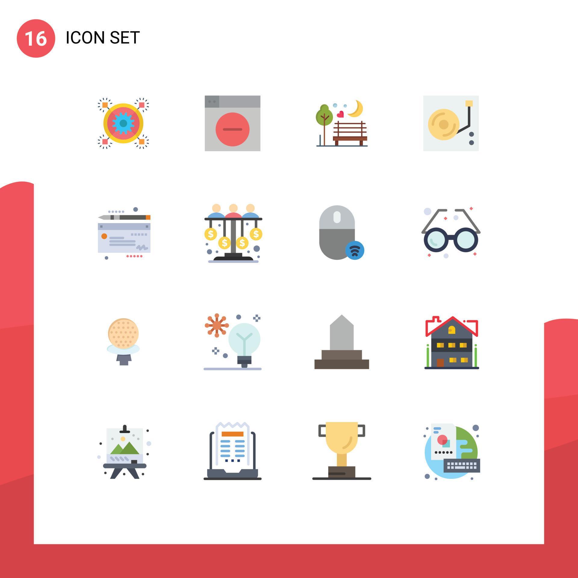 Set of 16 Commercial Flat Colors pack for audio player minimize music