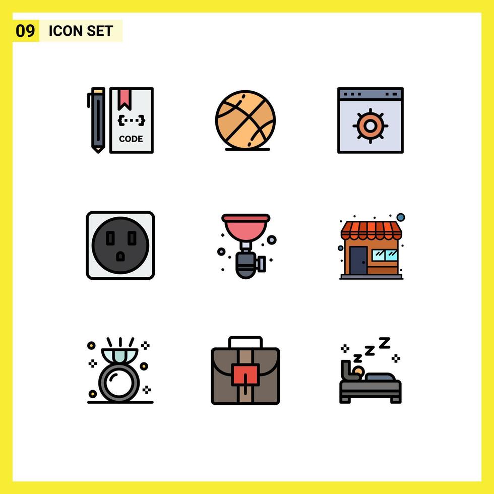 9 Filledline Flat Color concept for Websites Mobile and Apps plumbing pipe education socket website Editable Vector Design Elements