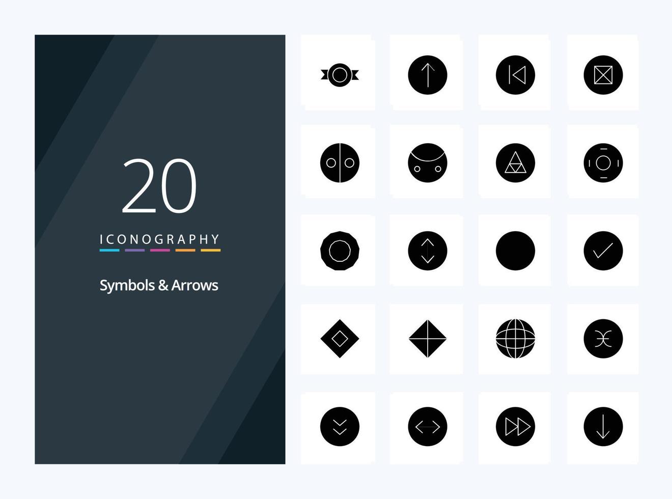 20 Symbols  Arrows Solid Glyph icon for presentation vector