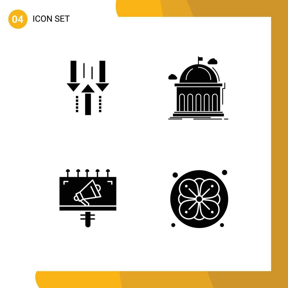 Stock Vector Icon Pack of 4 Line Signs and Symbols for arrow university upload school advertisement Editable Vector Design Elements