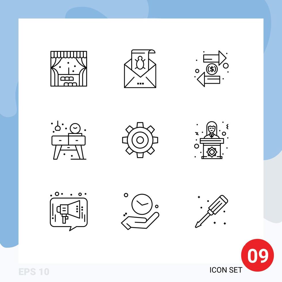 Pictogram Set of 9 Simple Outlines of living interchange spam finance duty Editable Vector Design Elements