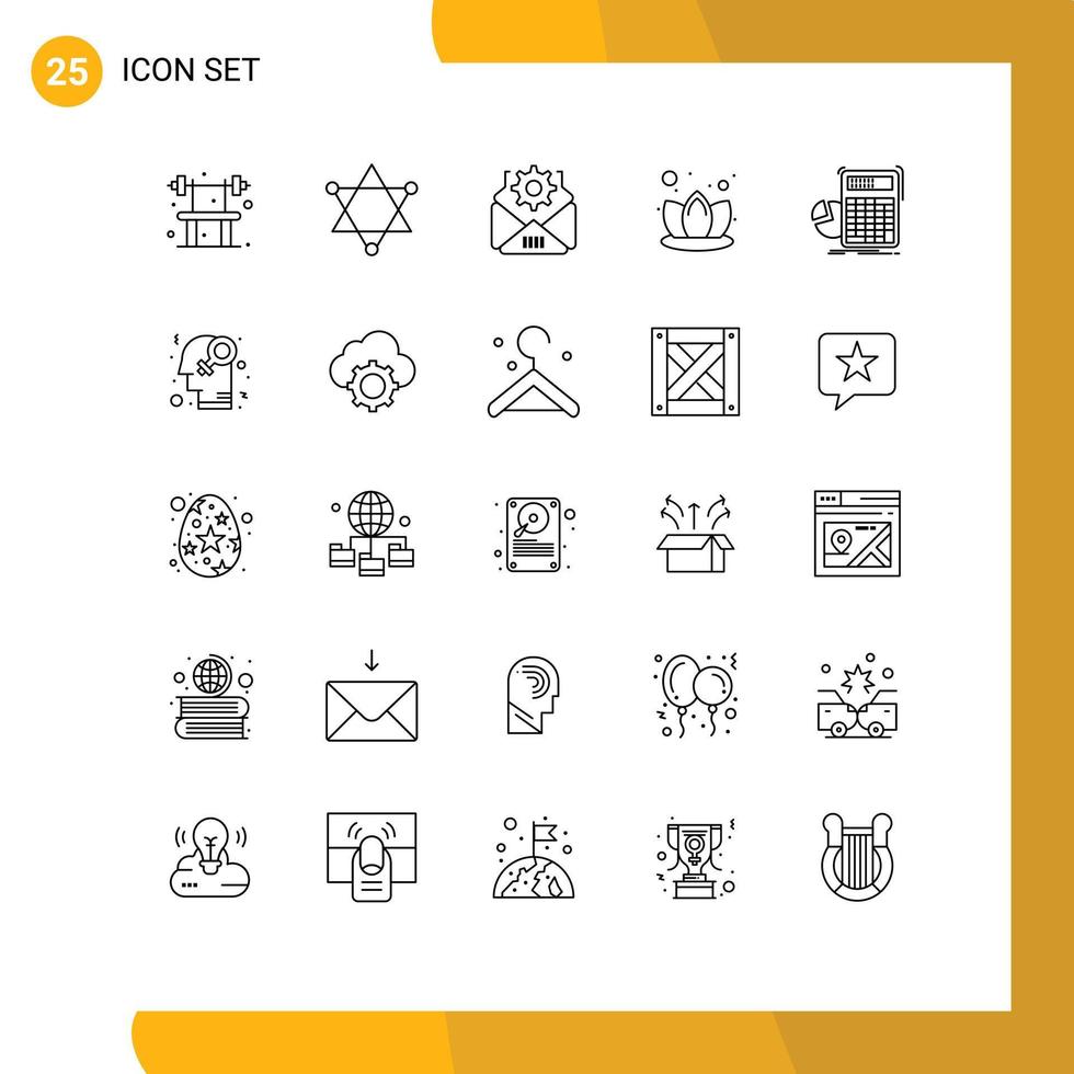 Group of 25 Lines Signs and Symbols for graph math setting calculation spa Editable Vector Design Elements