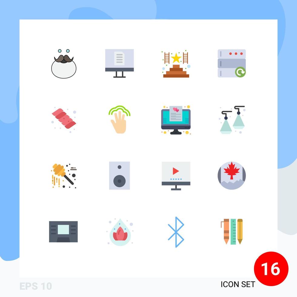 16 Creative Icons Modern Signs and Symbols of fingers candy climb camping reload Editable Pack of Creative Vector Design Elements