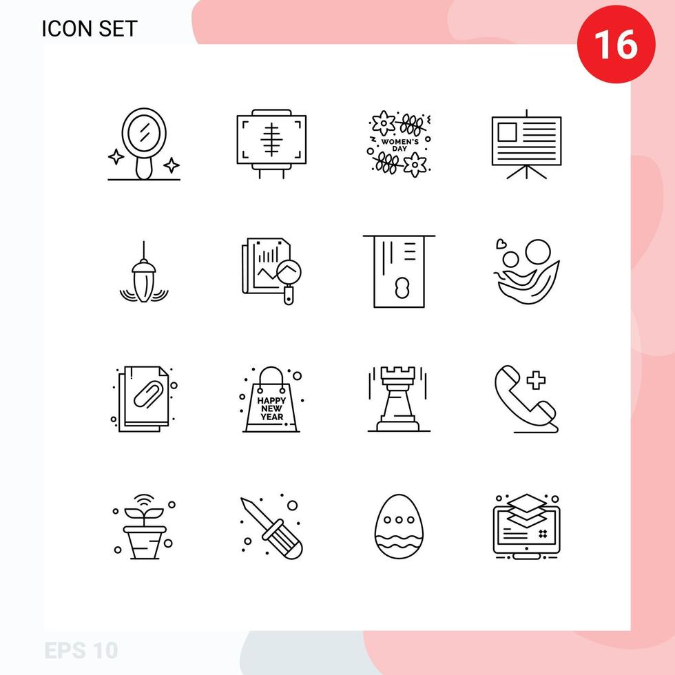 16 Creative Icons Modern Signs and Symbols of plumb instrument organization sinker business Editable Vector Design Elements