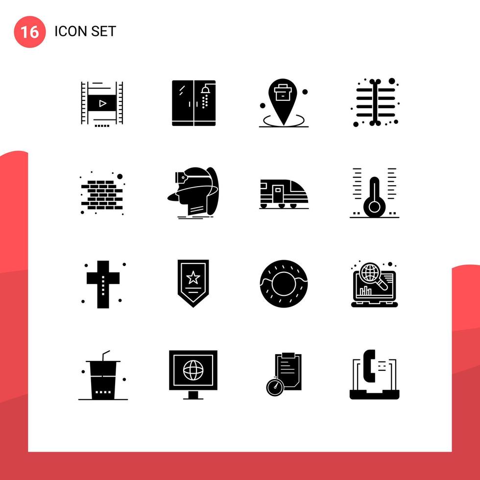 16 Creative Icons Modern Signs and Symbols of wall brick corporate skeleton xray chest Editable Vector Design Elements