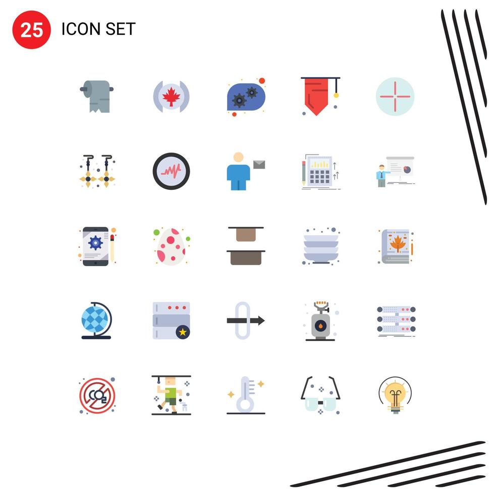 Flat Color Pack of 25 Universal Symbols of earrings symbols technical support beliefs success Editable Vector Design Elements