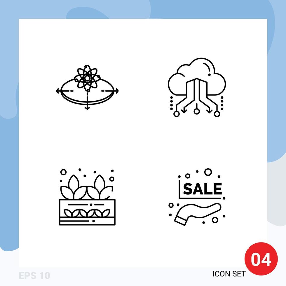 4 Universal Line Signs Symbols of business online innovation link grower Editable Vector Design Elements