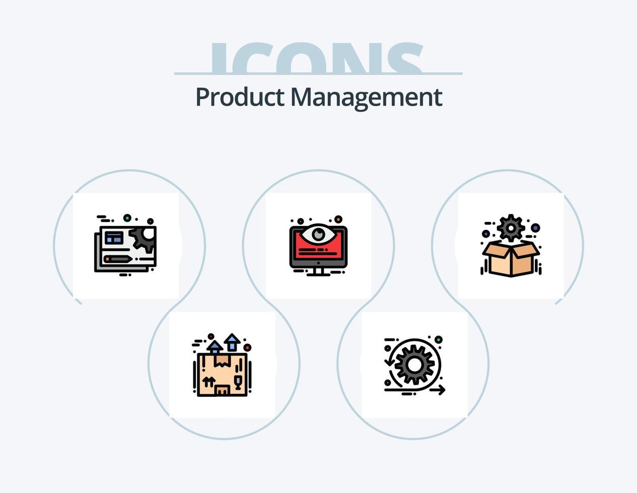 Product Management Line Filled Icon Pack 5 Icon Design. management. data. technology. business. package vector