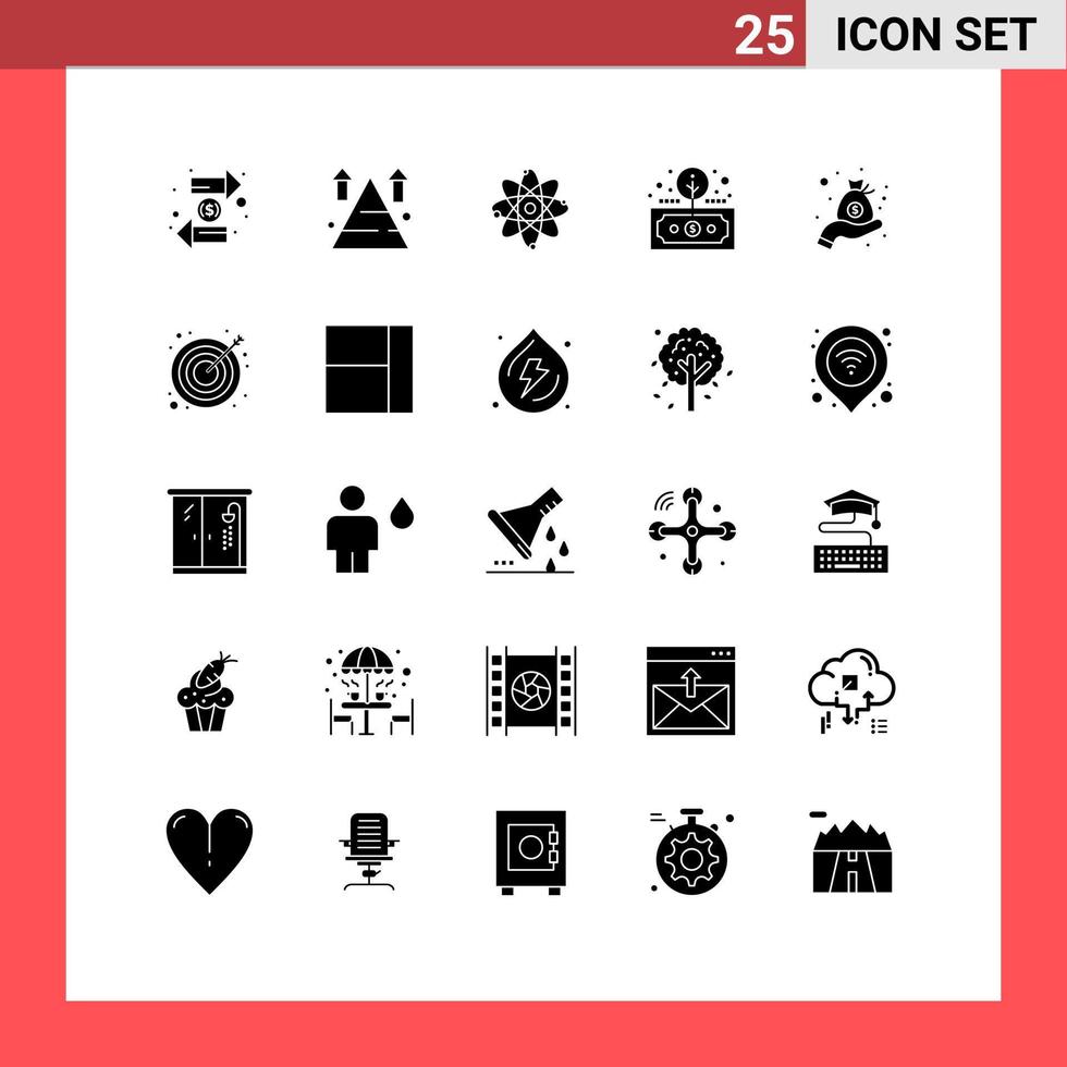 conjunto de 25 iconos modernos de la interfaz de usuario signos de símbolos para el éxito financiero de retorno molécula de activos elementos de diseño vectorial editables vector