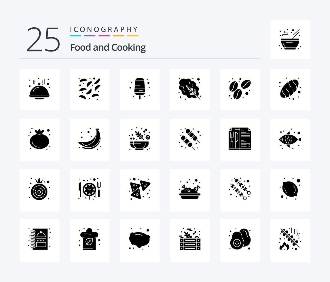 Food 25 Solid Glyph icon pack including food. baking. ice cream. food. bean vector