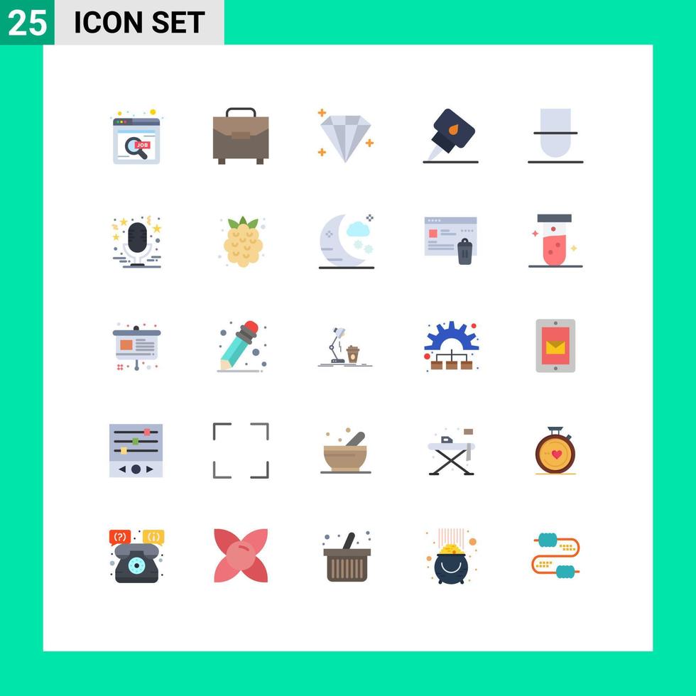 User Interface Pack of 25 Basic Flat Colors of user human diamond gentleman mechanic Editable Vector Design Elements