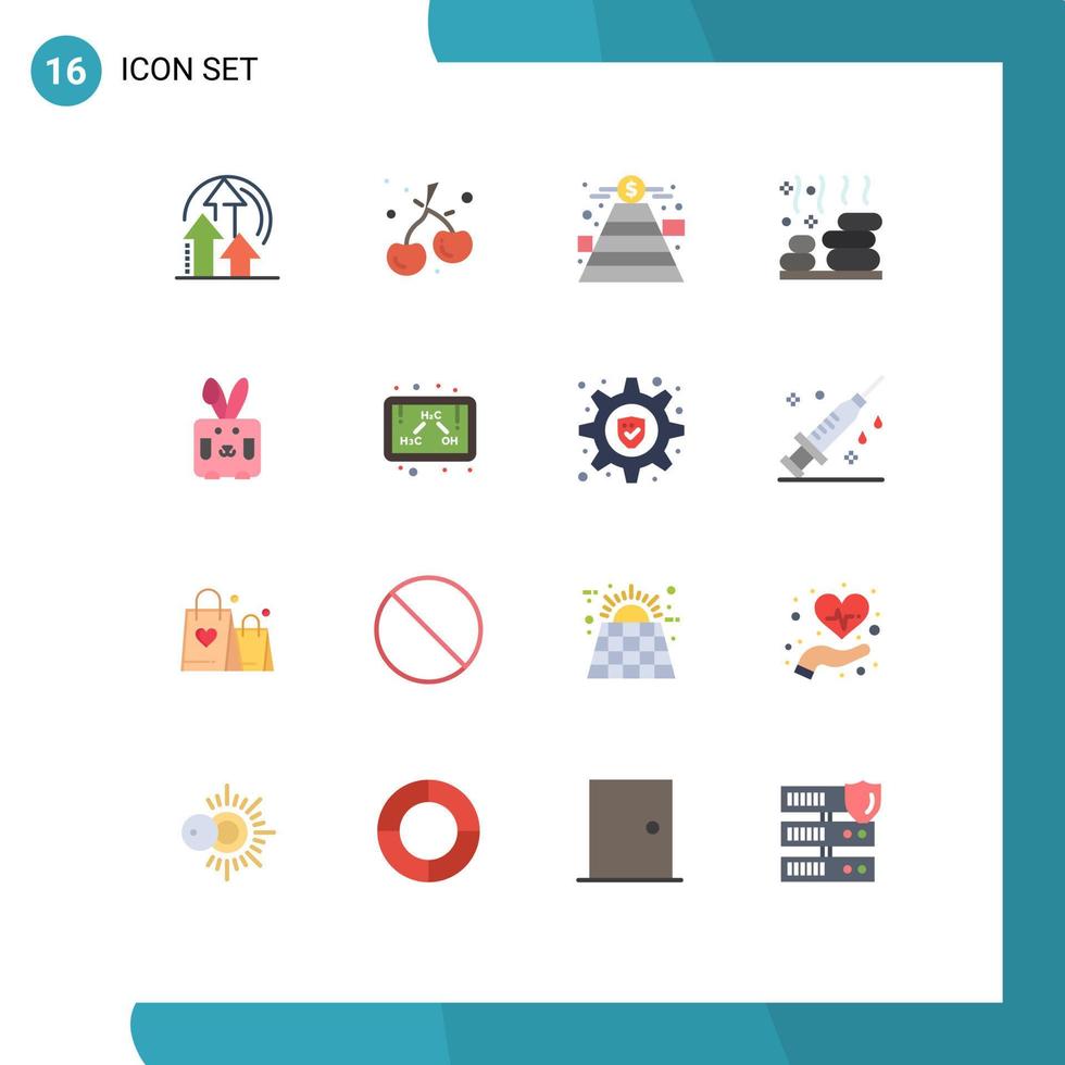 conjunto de 16 iconos de interfaz de usuario modernos signos de símbolos para conejo bynny recaudación de fondos spa de bienestar paquete editable de elementos creativos de diseño de vectores