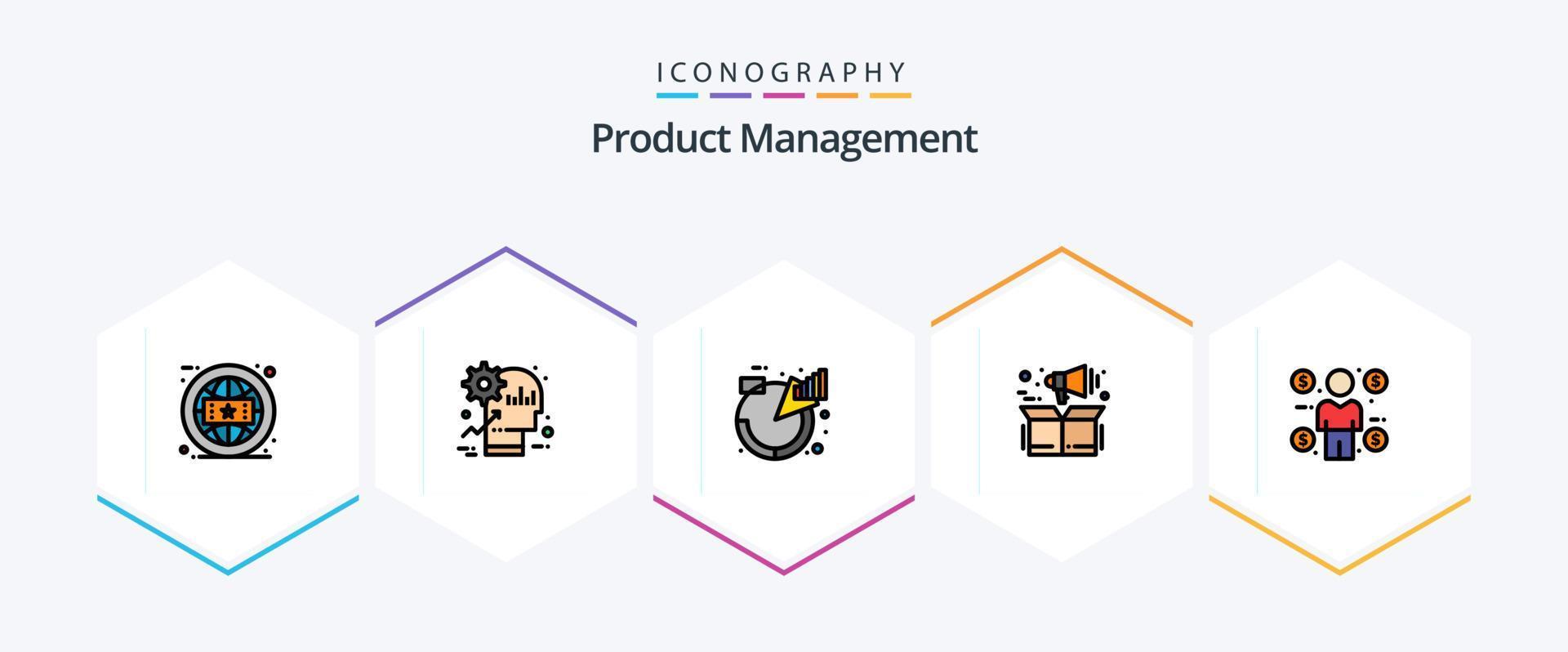 Product Management 25 FilledLine icon pack including box. marketing. productivity. management. management vector