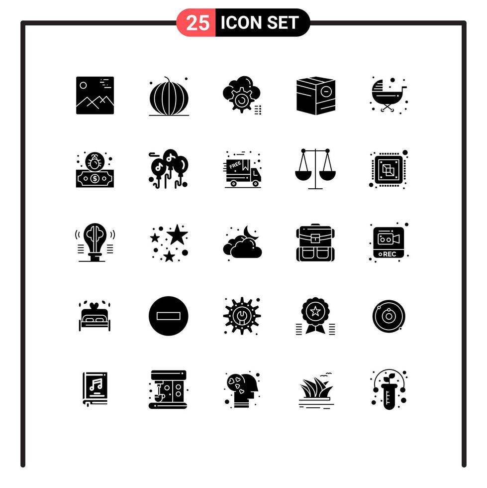 25 Creative Icons Modern Signs and Symbols of minus commerce vegetables box computing Editable Vector Design Elements