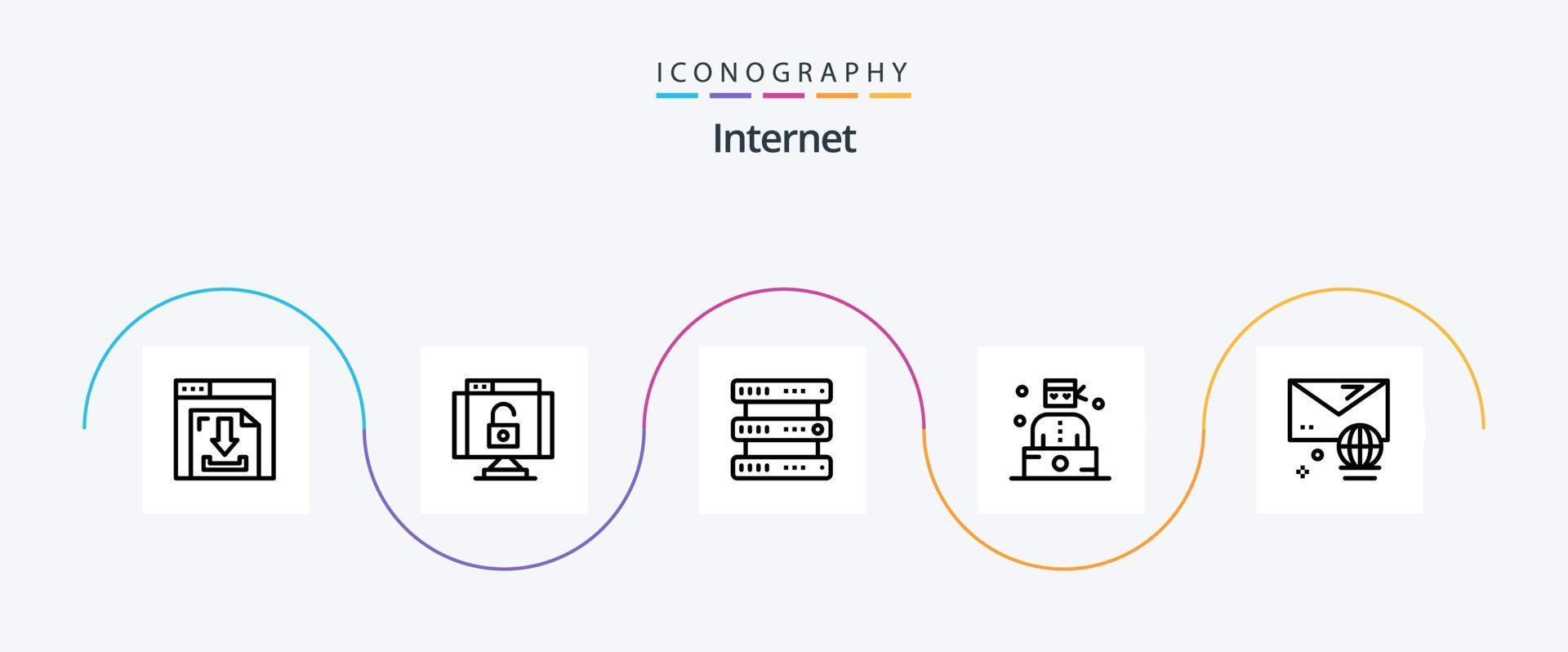 Internet Line 5 Icon Pack Including email. thief. database. professions. bandit vector
