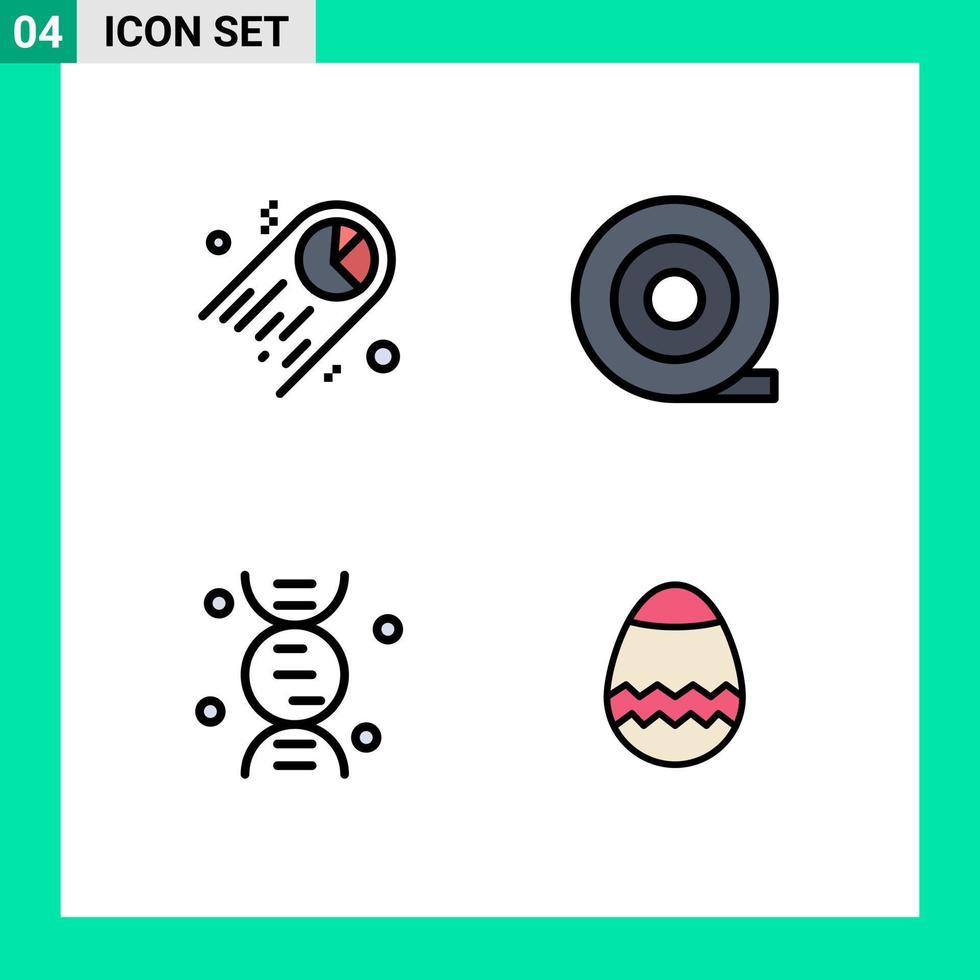 Set of 4 Vector Filledline Flat Colors on Grid for chart egg space research 91 Editable Vector Design Elements