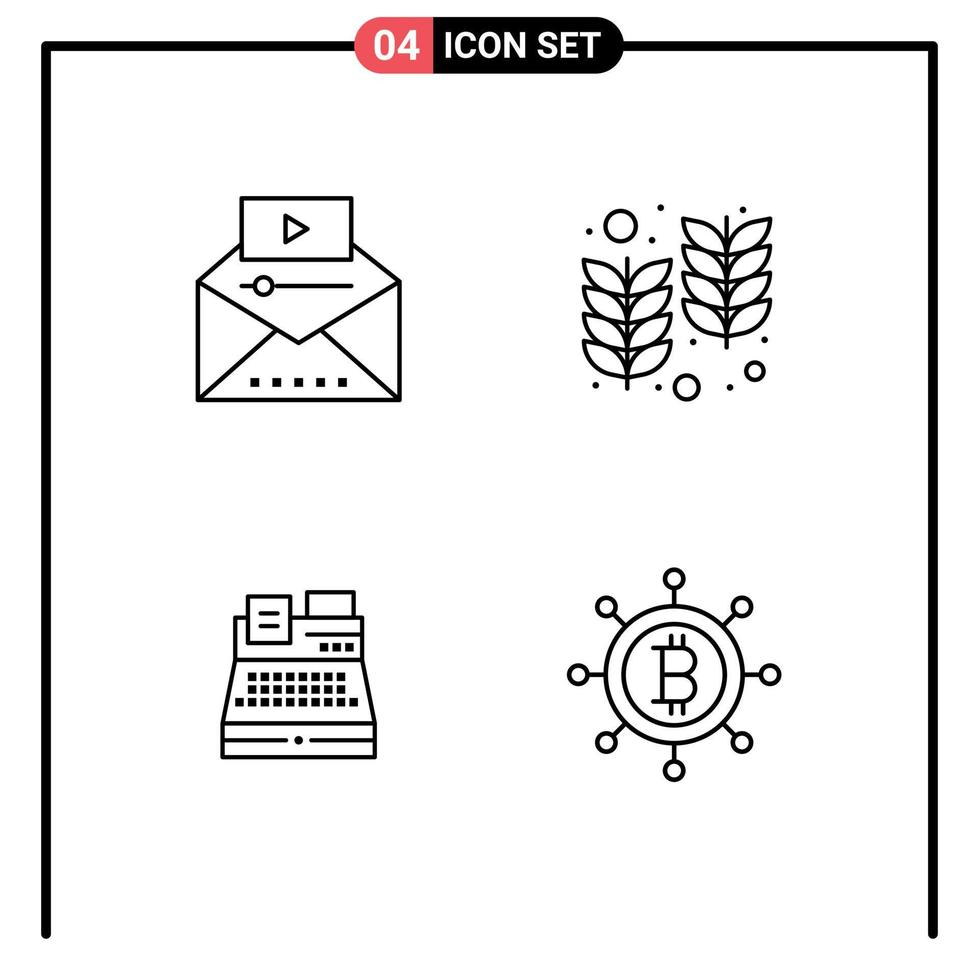 4 Creative Icons Modern Signs and Symbols of famous video fax video marketing holi printer Editable Vector Design Elements