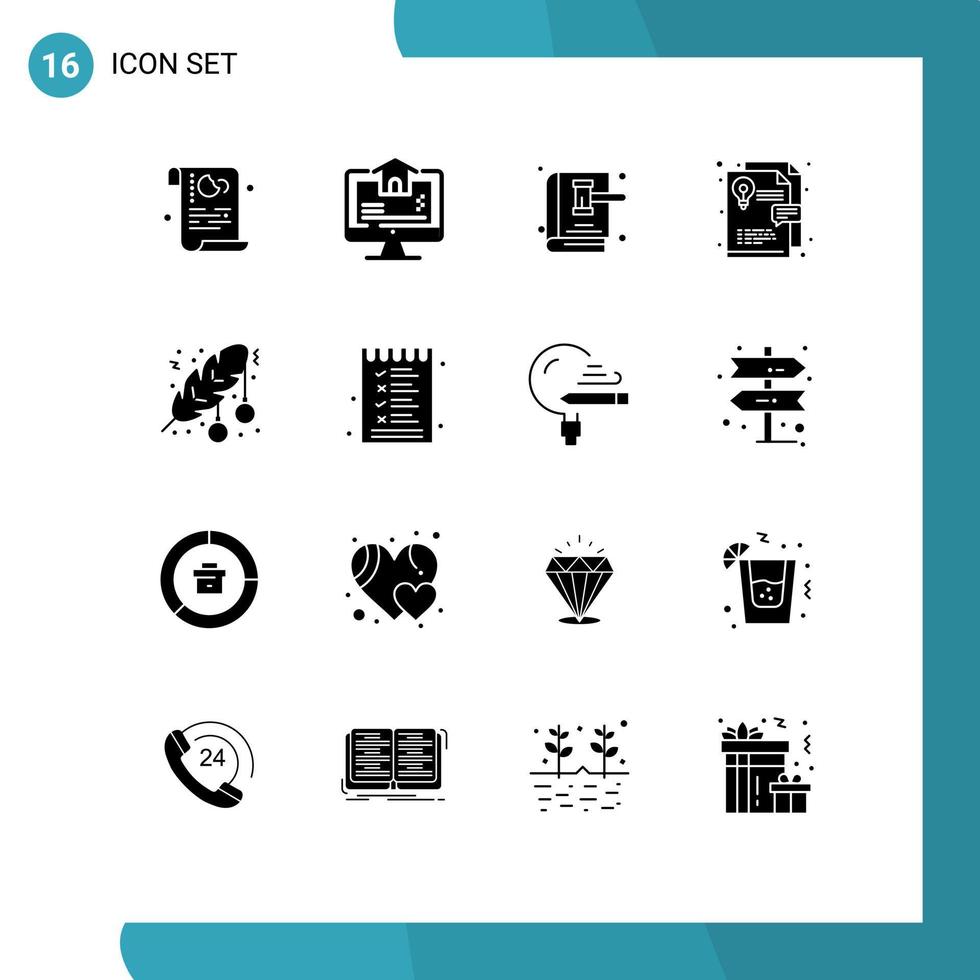 Group of 16 Solid Glyphs Signs and Symbols for ball layout home idea law Editable Vector Design Elements