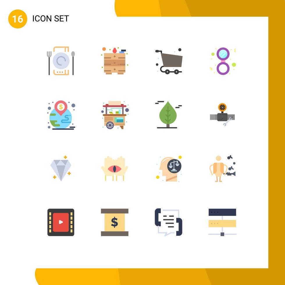 16 Flat Color concept for Websites Mobile and Apps investment solid checkout mirror bathroom Editable Pack of Creative Vector Design Elements