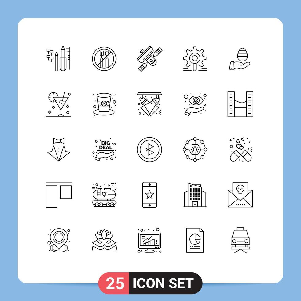 25 Line concept for Websites Mobile and Apps hand research broadcasting search engine Editable Vector Design Elements
