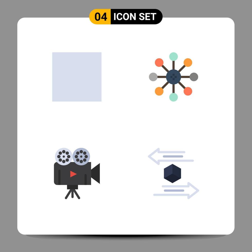 4 paquete de iconos planos de interfaz de usuario de signos y símbolos modernos de elementos de diseño vectorial editables del proyector de biología del reproductor de cámara de control vector