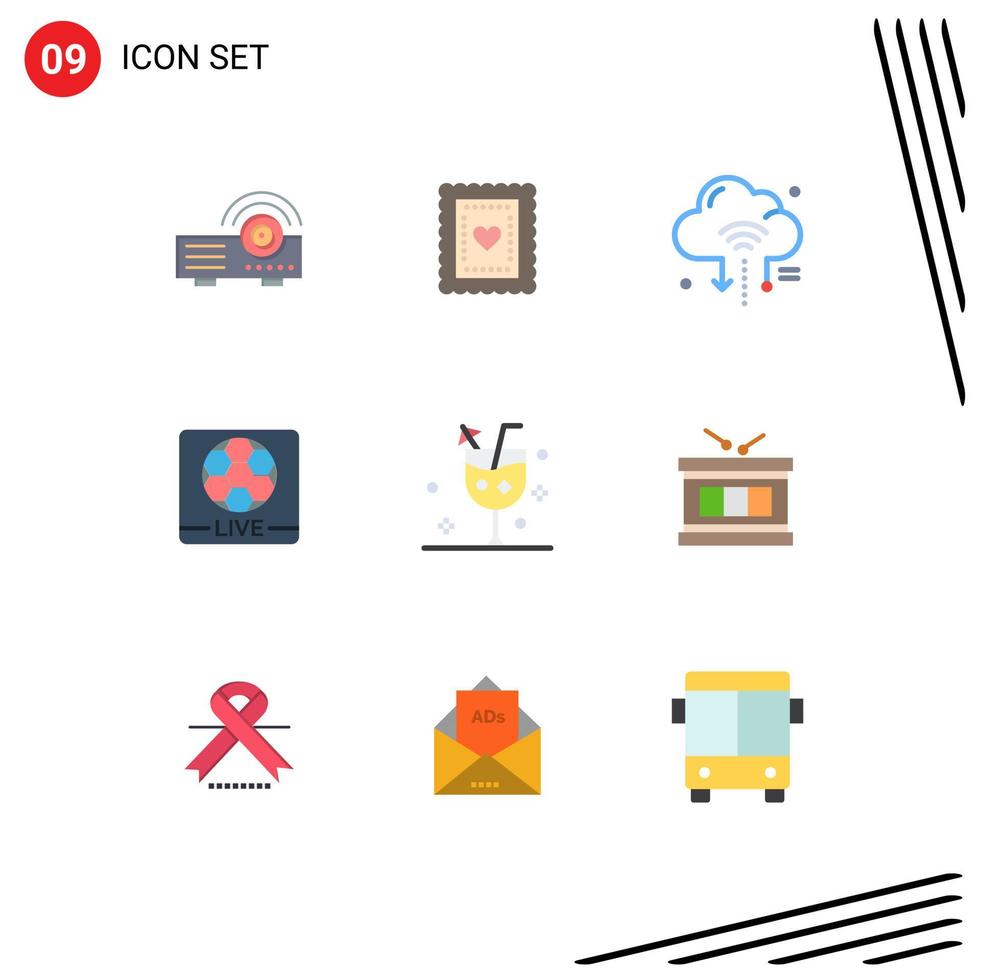 Stock Vector Icon Pack of 9 Line Signs and Symbols for beach screen internet game cloud Editable Vector Design Elements