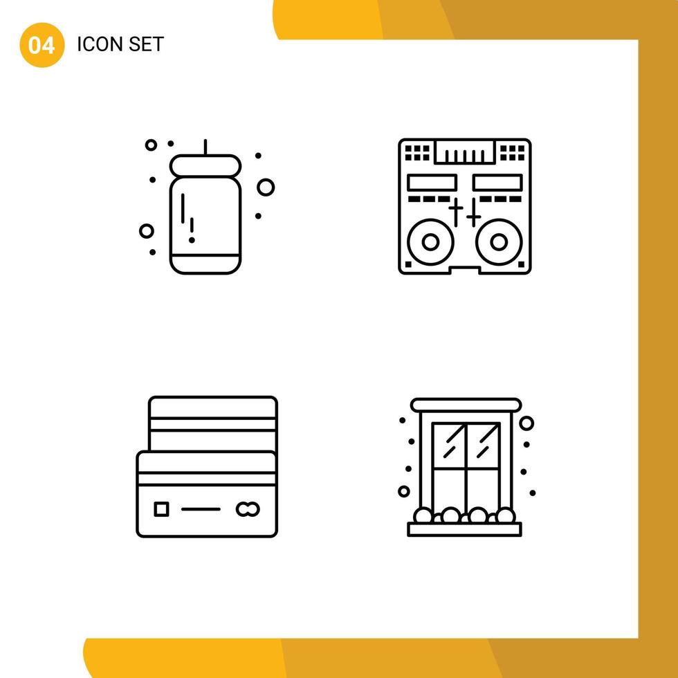 4 Line concept for Websites Mobile and Apps ketchup card tomato deck debit Editable Vector Design Elements