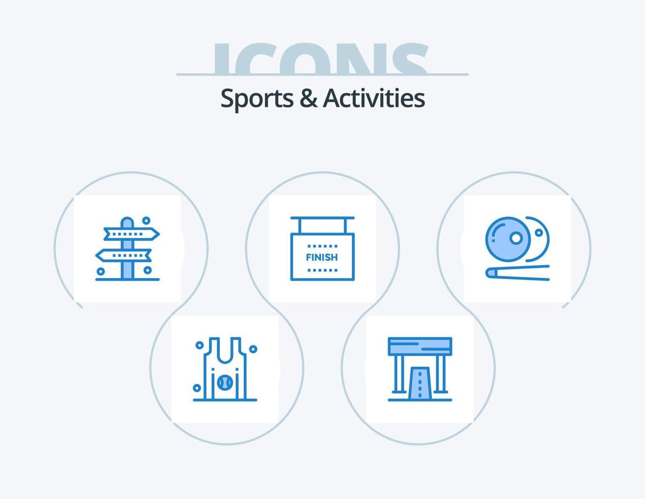 Sports and Activities Blue Icon Pack 5 Icon Design. sports. finish. recreation. end. game vector