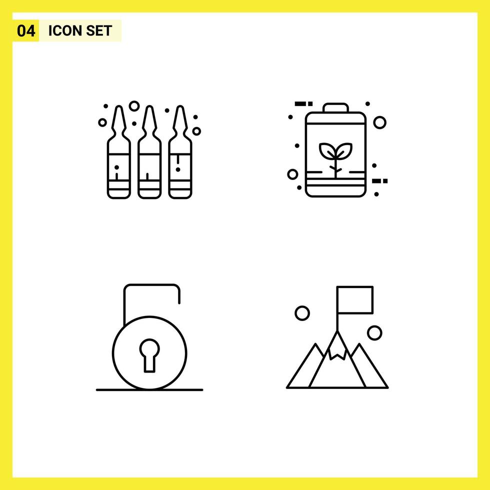 Universal Icon Symbols Group of 4 Modern Filledline Flat Colors of ampule key medicine economic protect Editable Vector Design Elements