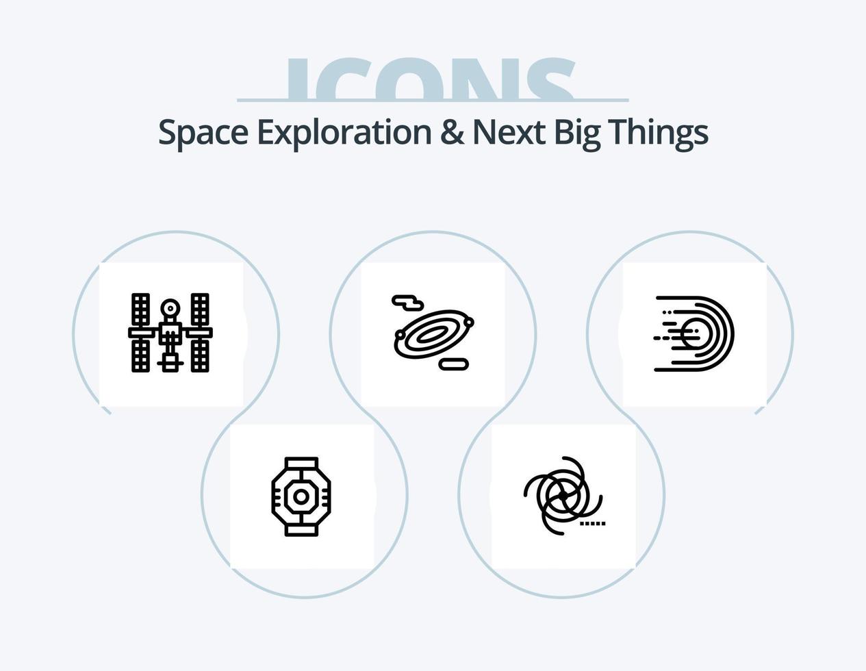 Space Exploration And Next Big Things Line Icon Pack 5 Icon Design. habitation. construction. artificial. colony. military vector