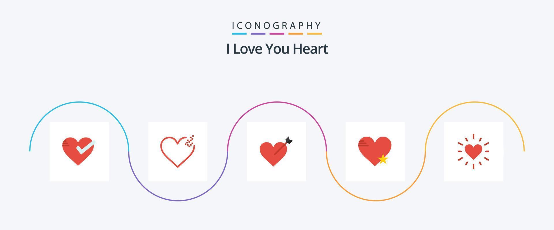 Heart Flat 5 Icon Pack Including love. favorite. arrow. like. heart vector