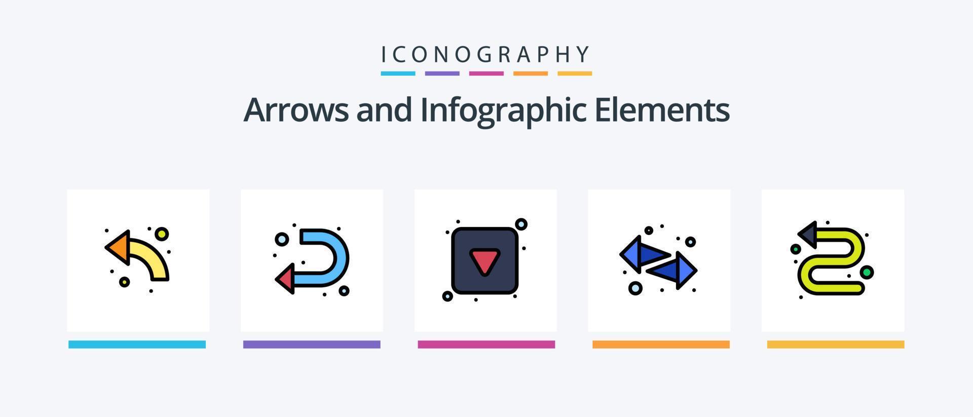 Arrow Line Filled 5 Icon Pack Including left. arrows. sign. arrow. arrow. Creative Icons Design vector