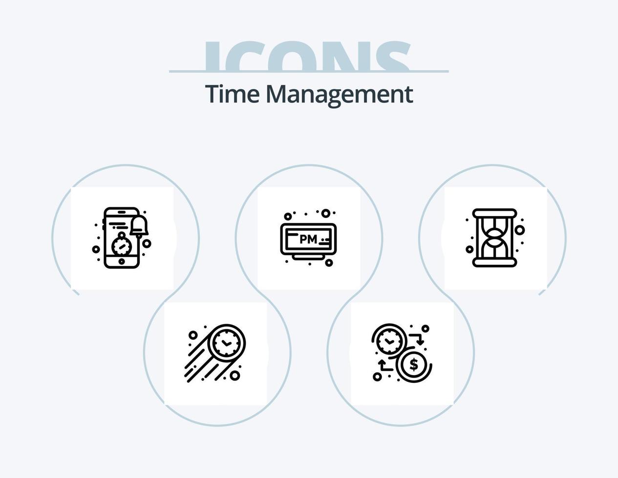Time Management Line Icon Pack 5 Icon Design. time. gear. time. time. moon vector