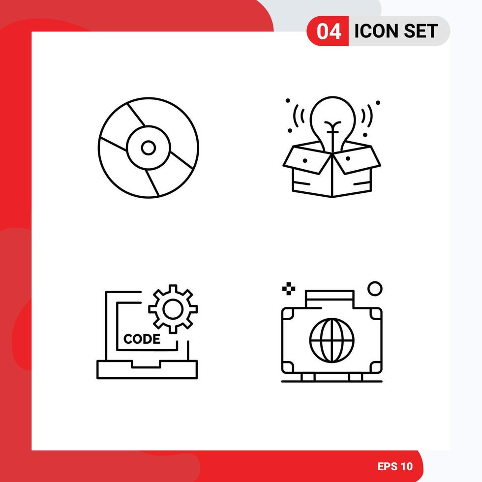 Group of 4 Filledline Flat Colors Signs and Symbols for cd develop device big idea programming Editable Vector Design Elements