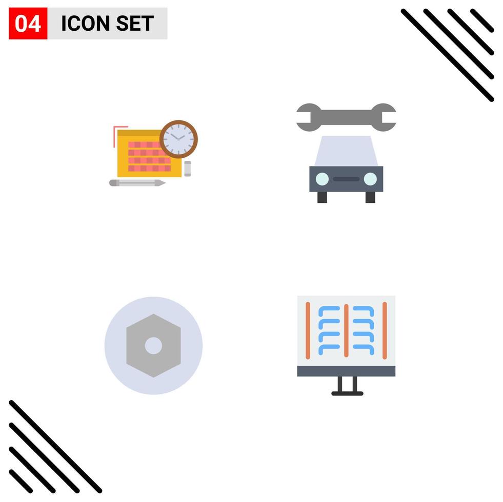 4 Creative Icons Modern Signs and Symbols of time screw focus service radiology Editable Vector Design Elements