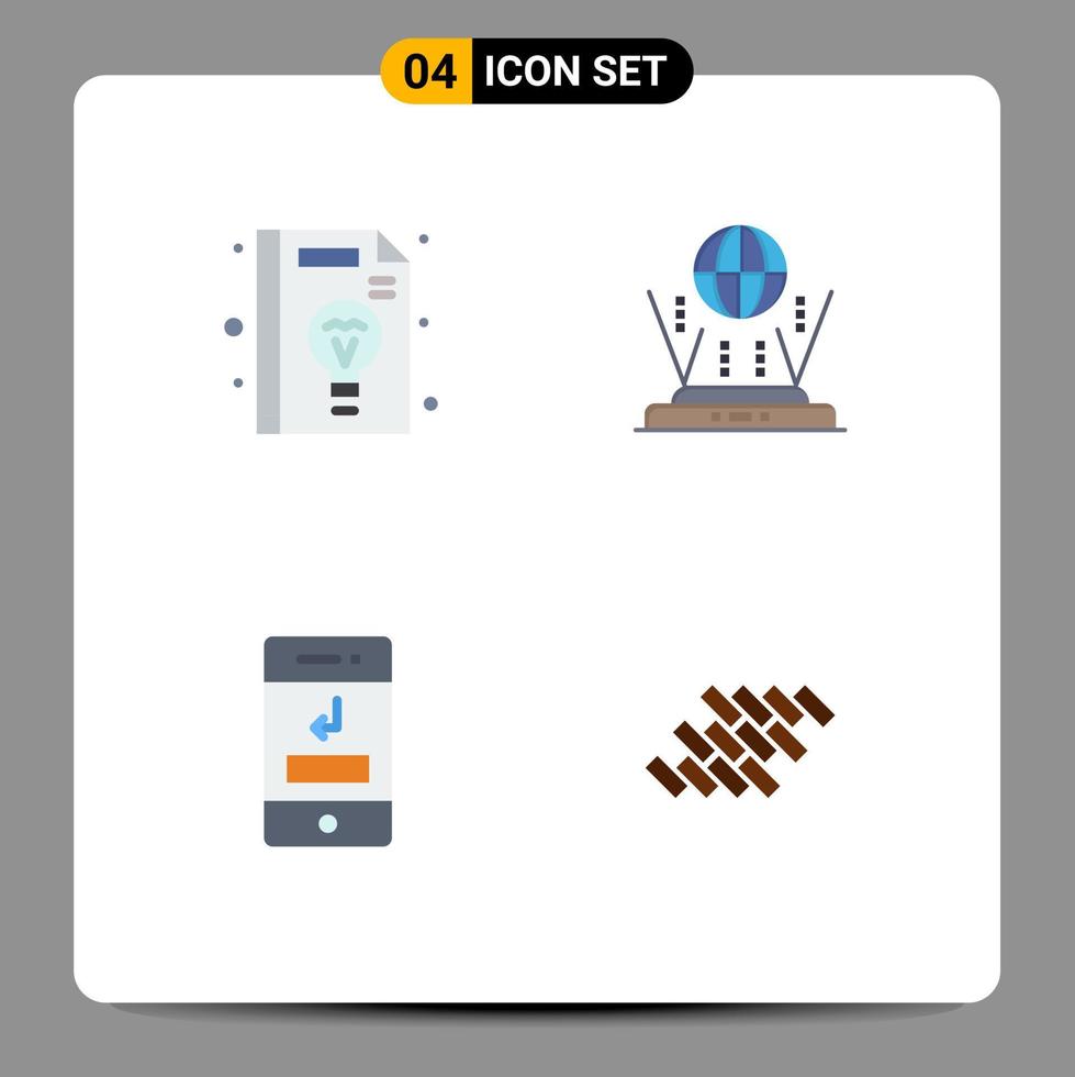 4 User Interface Flat Icon Pack of modern Signs and Symbols of business call idea router phone Editable Vector Design Elements