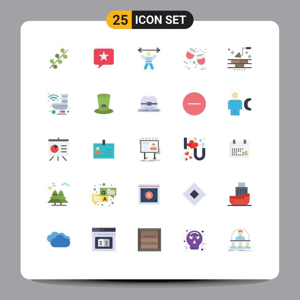 User Interface Pack of 25 Basic Flat Colors of brick glass athlete drink gym Editable Vector Design Elements