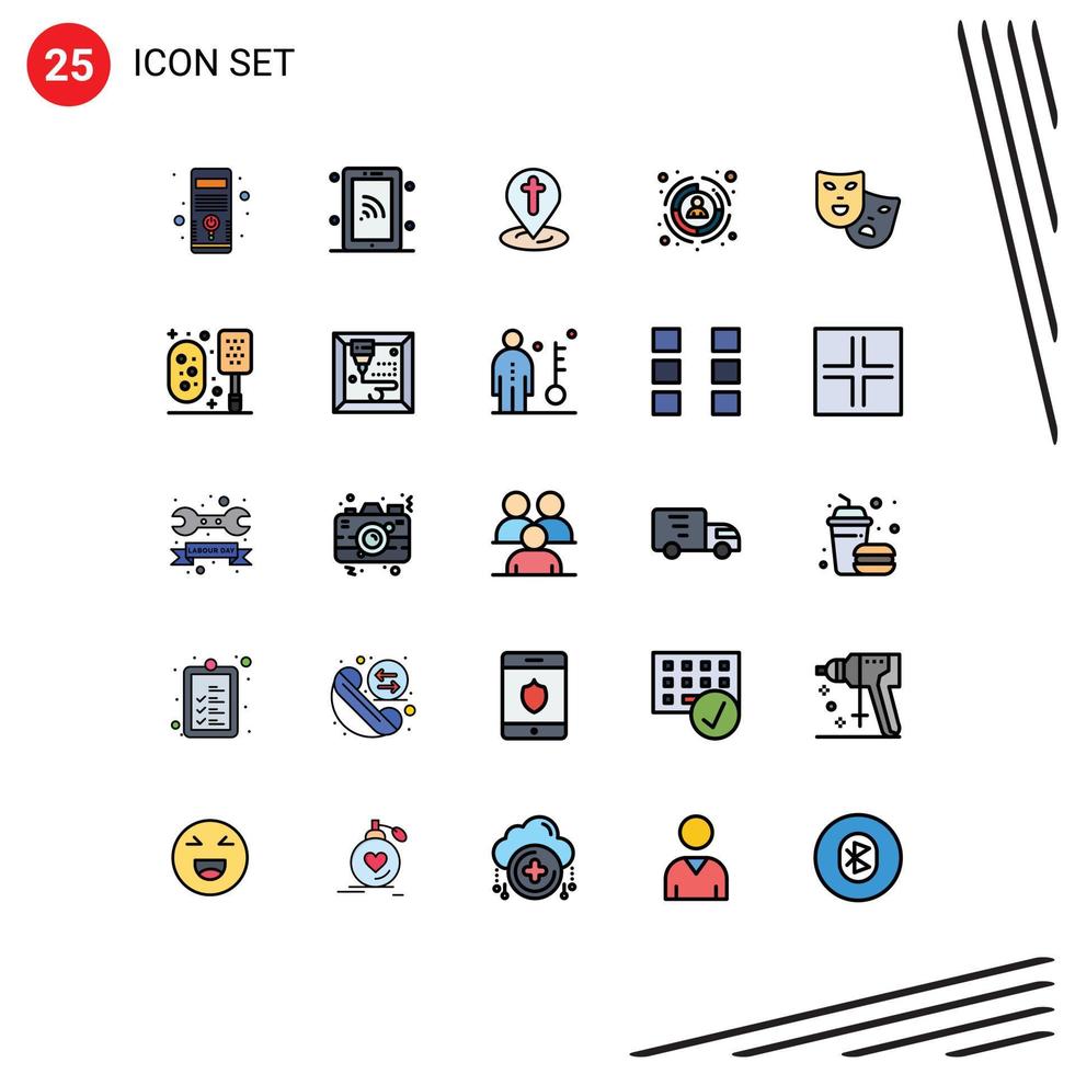 conjunto de 25 iconos de interfaz de usuario modernos signos de símbolos para roles ubicación de destino hr elementos de diseño de vectores editables de negocios