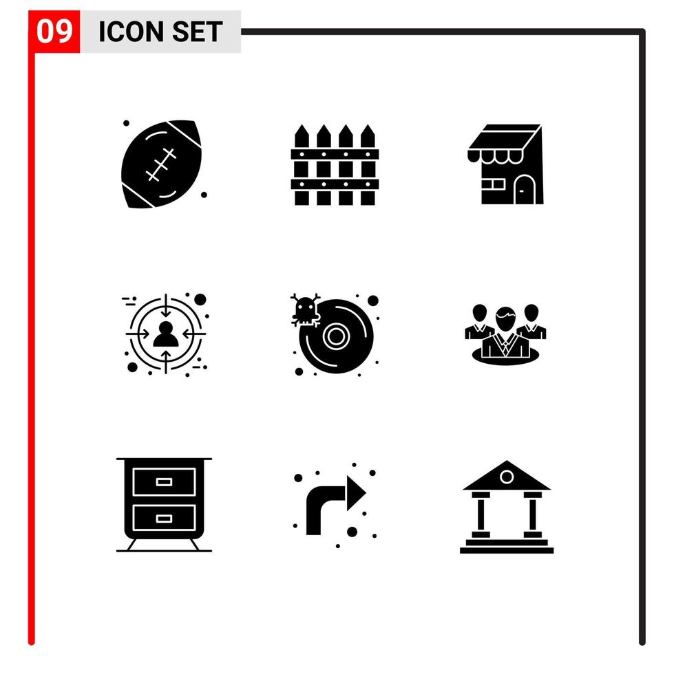 Set of 9 Modern UI Icons Symbols Signs for database customer garden business shop Editable Vector Design Elements