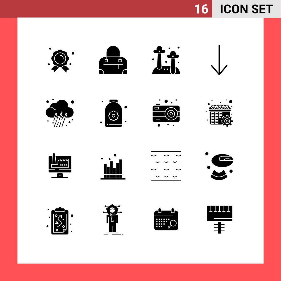 Pictogram Set of 16 Simple Solid Glyphs of sauna weather mushroom prediction journalist Editable Vector Design Elements