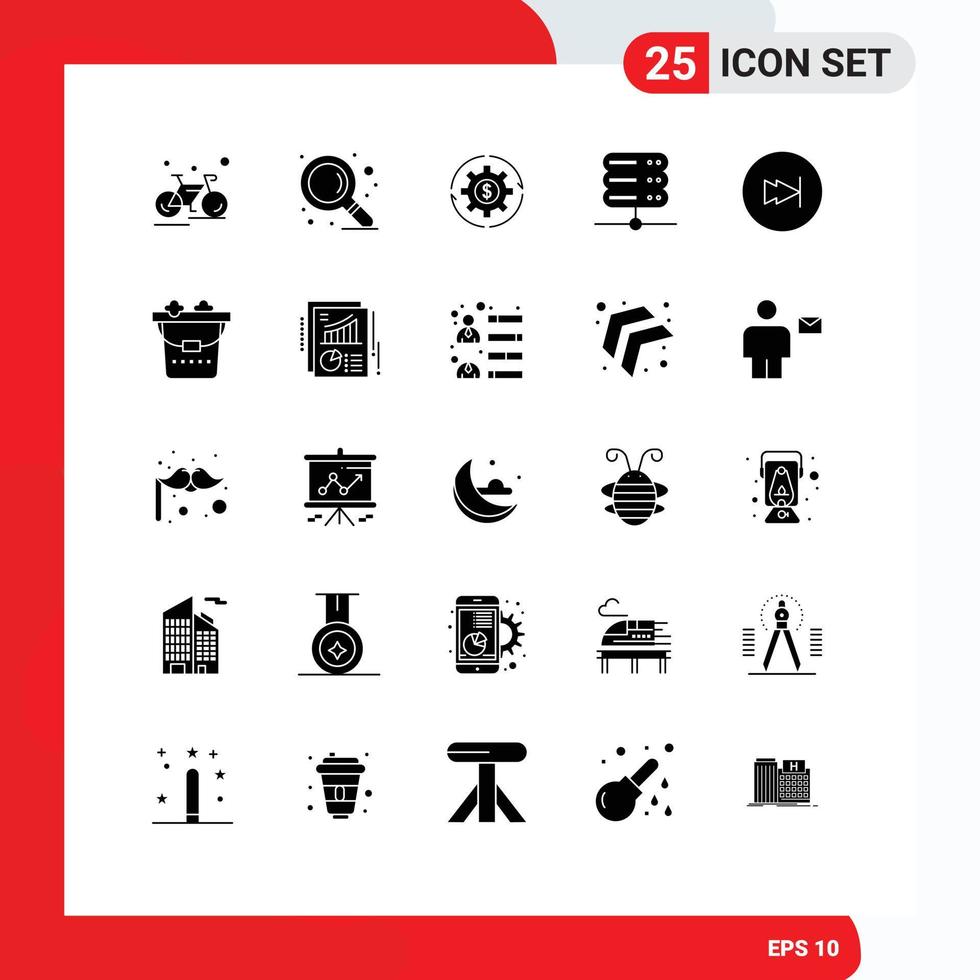 25 Creative Icons Modern Signs and Symbols of server database revenue profit making Editable Vector Design Elements