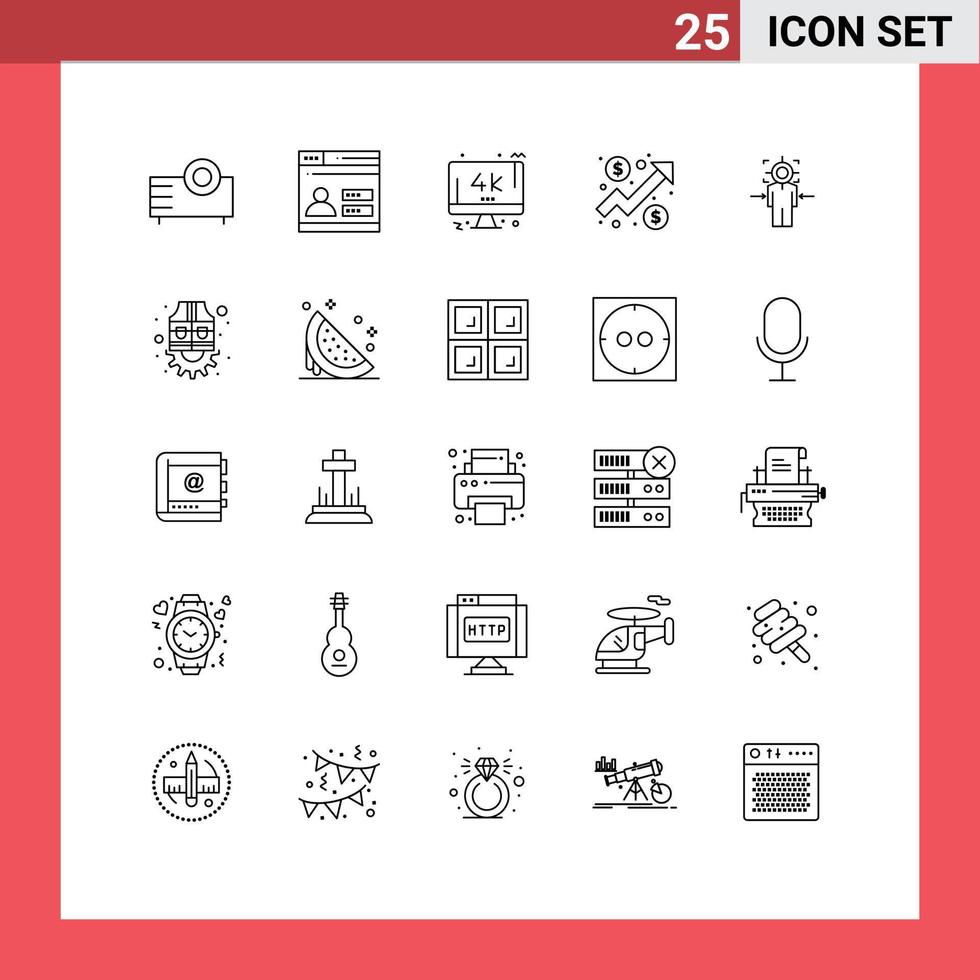 Modern Set of 25 Lines and symbols such as man dollar security chart pc Editable Vector Design Elements